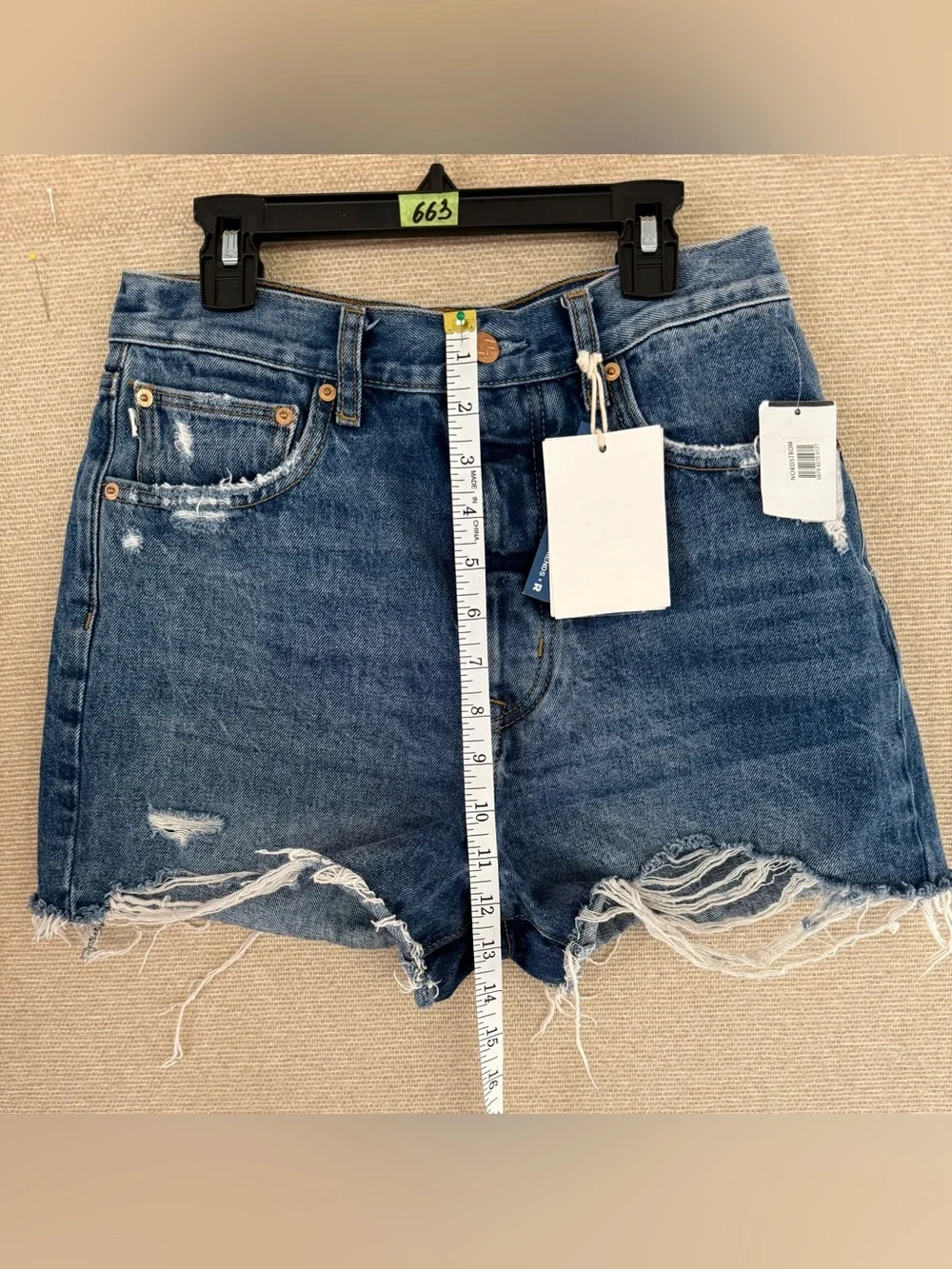 Lovers + Friends Distressed Dark Blue Denim Cutoff Shorts